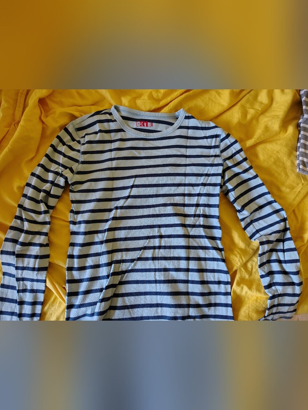 Simon's men's S Blue Striped Cotton Crew Neck